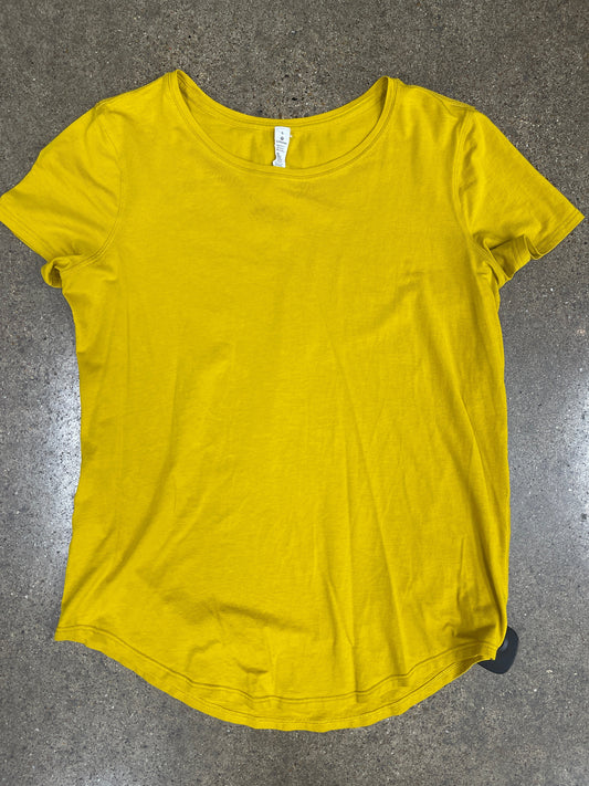 Yellow Athletic Top Short Sleeve Lululemon, Size 6