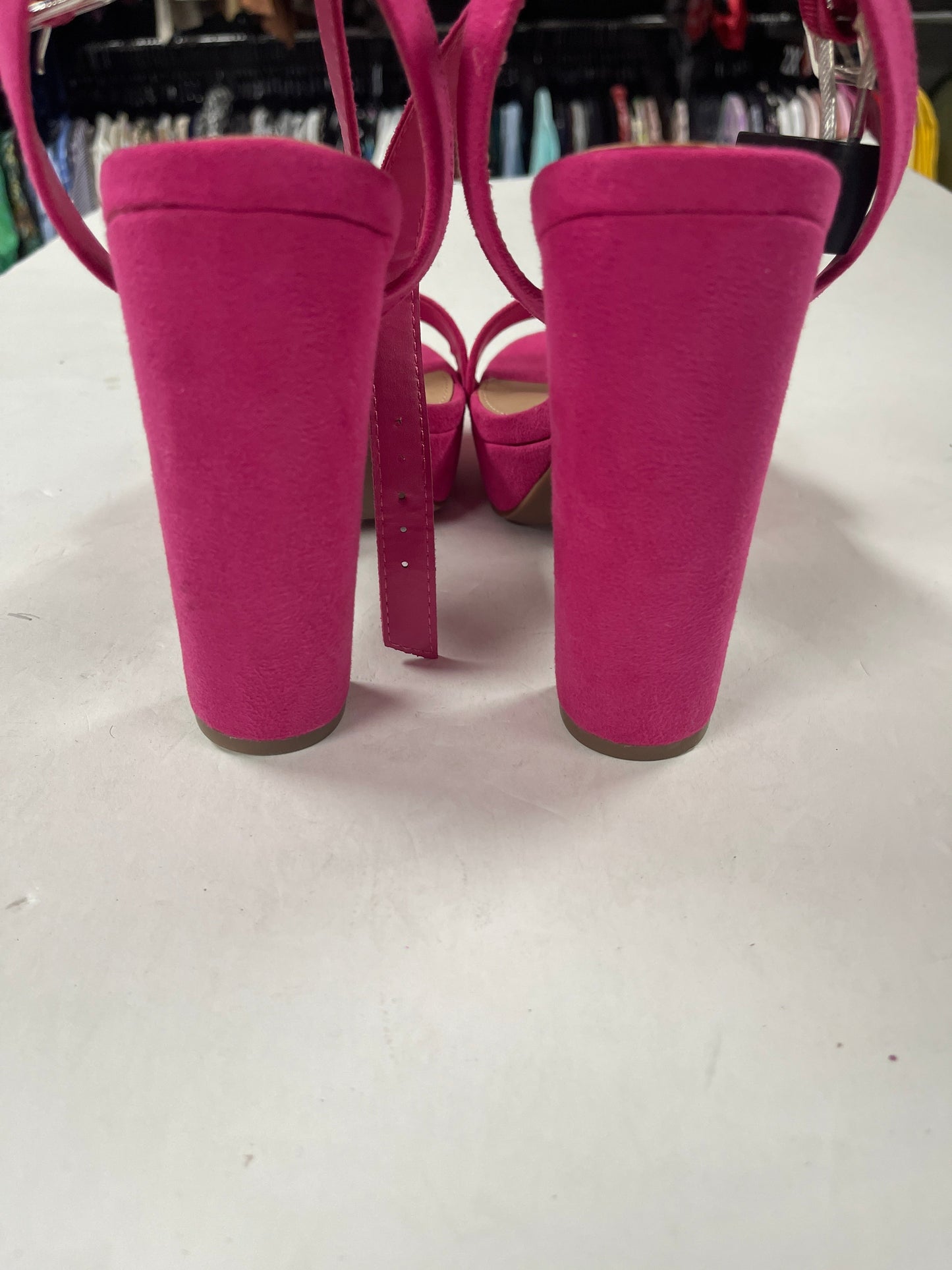 Pink Sandals Heels Block Bar Iii, Size 8.5