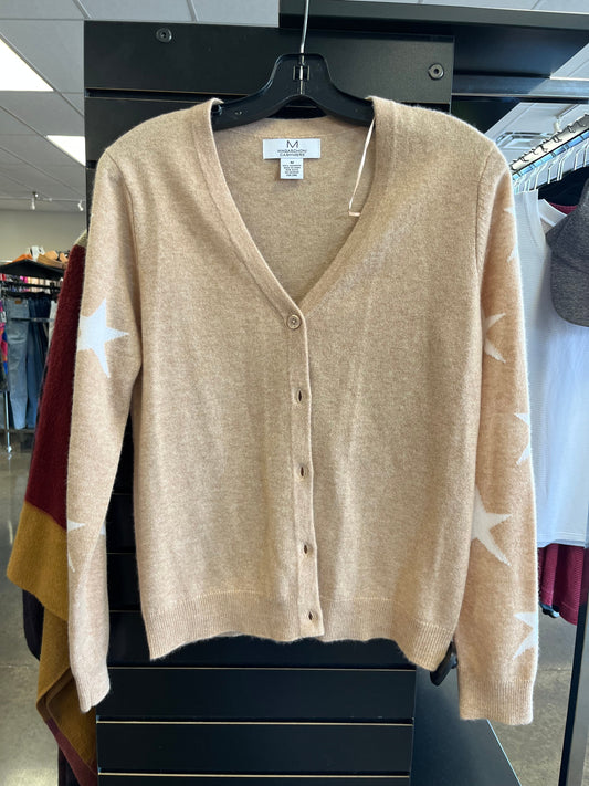 Sweater Cardigan Cashmere By Clothes Mentor In Tan, Size: M