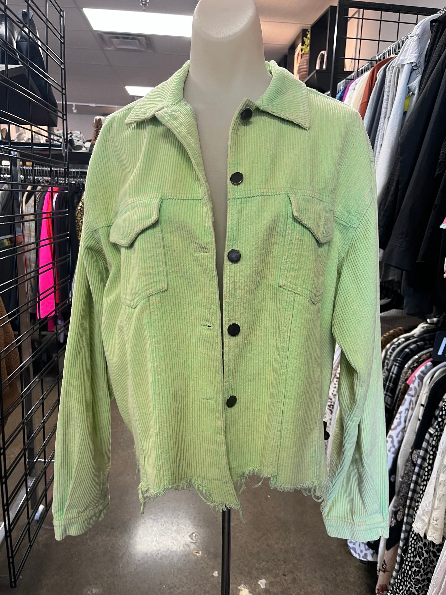 Jacket Shirt By Pol In Green, Size: L