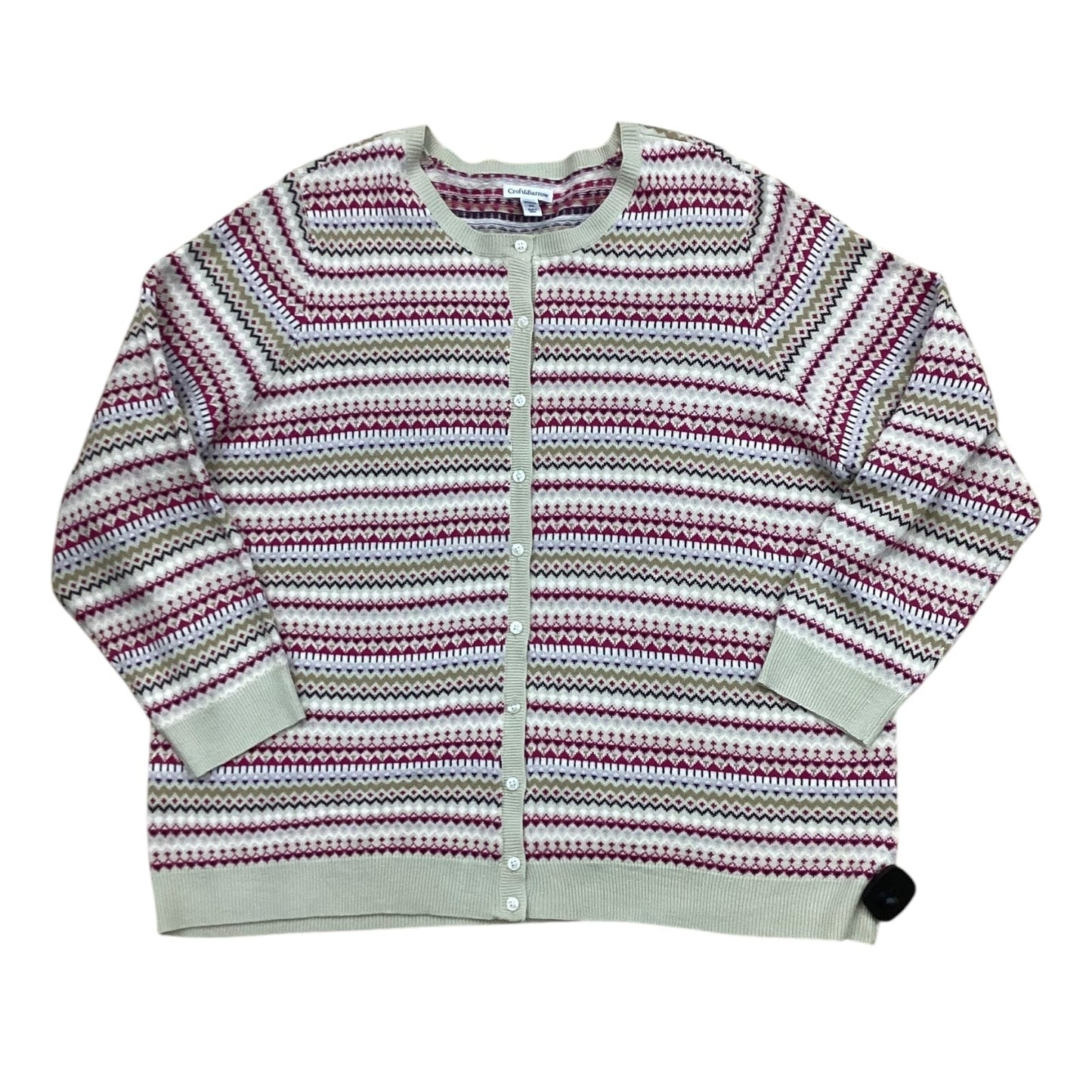 Sweater Cardigan By Croft And Barrow In Pink & Tan, Size: 2x