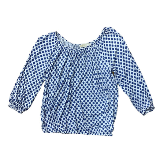 Blue & White Top Long Sleeve Designer Michael By Michael Kors, Size M