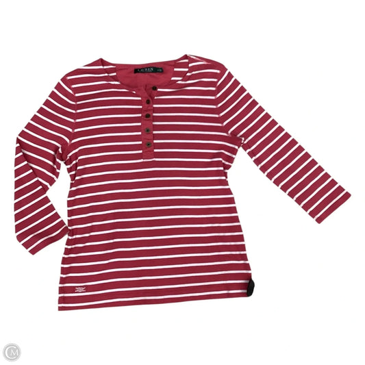 Top Long Sleeve By Lauren By Ralph Lauren In Pink & White, Size: Xl