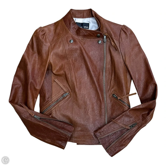 Jacket Leather By Clothes Mentor In Brown, Size: Xs