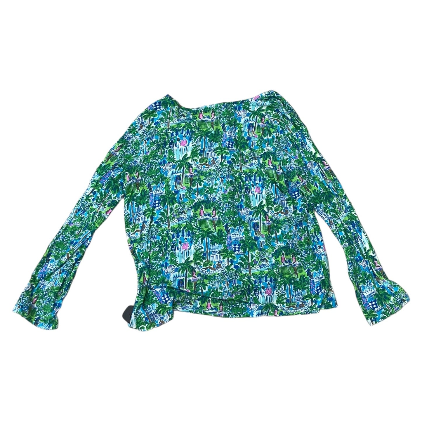 Top Long Sleeve Designer By Lilly Pulitzer In Blue & Green, Size: Xxl