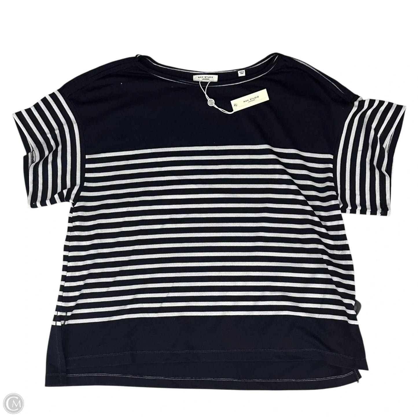 Top Short Sleeve By Max Studio In Navy, Size: L