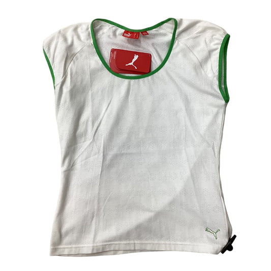 Athletic Tank Top By Puma In Cream & Green, Size: S