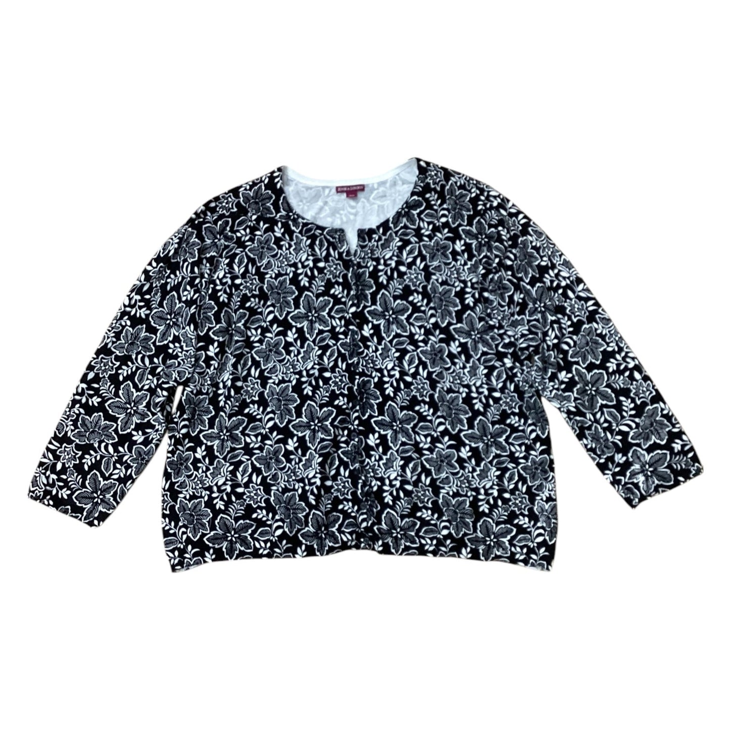 Cardigan By Jessica London In Black & White, Size: 4x