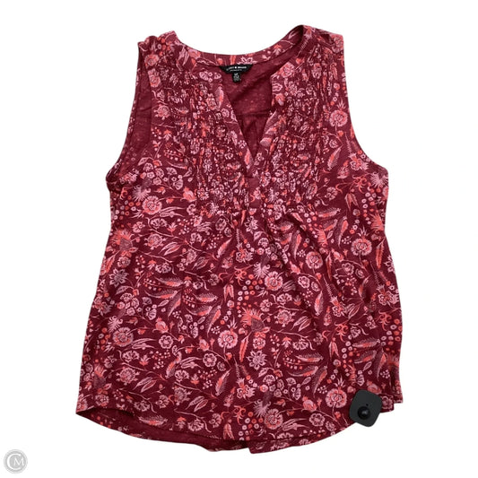 Top Sleeveless By Lucky Brand In Maroon, Size: S