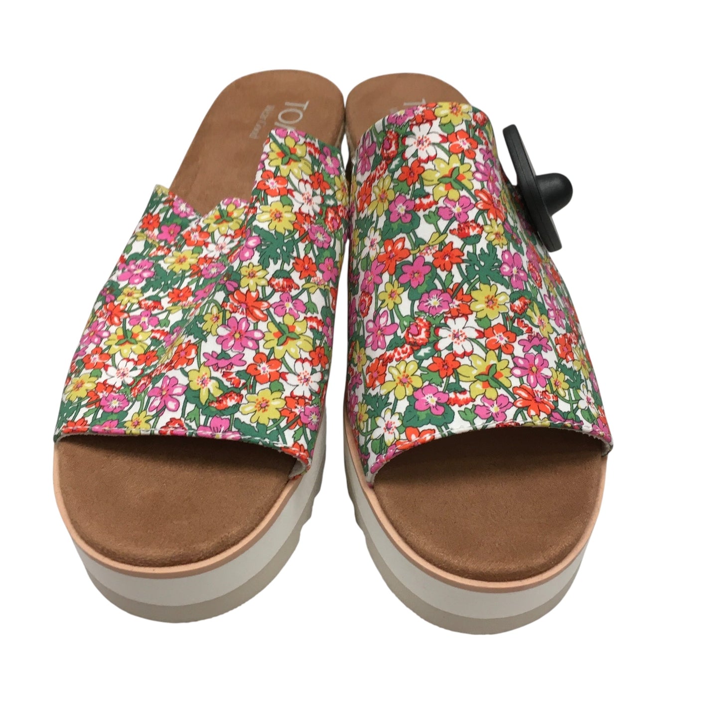 Sandals Heels Wedge By Toms In Floral Print, Size:8