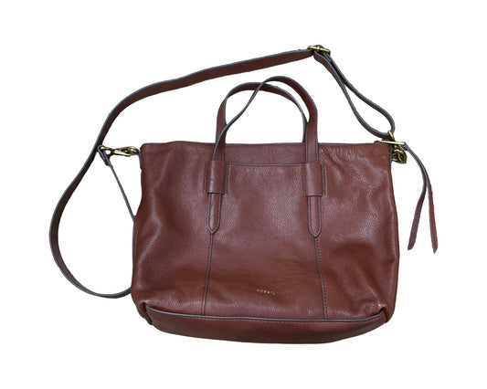Handbag Leather By Fossil In Brown, Size:Medium