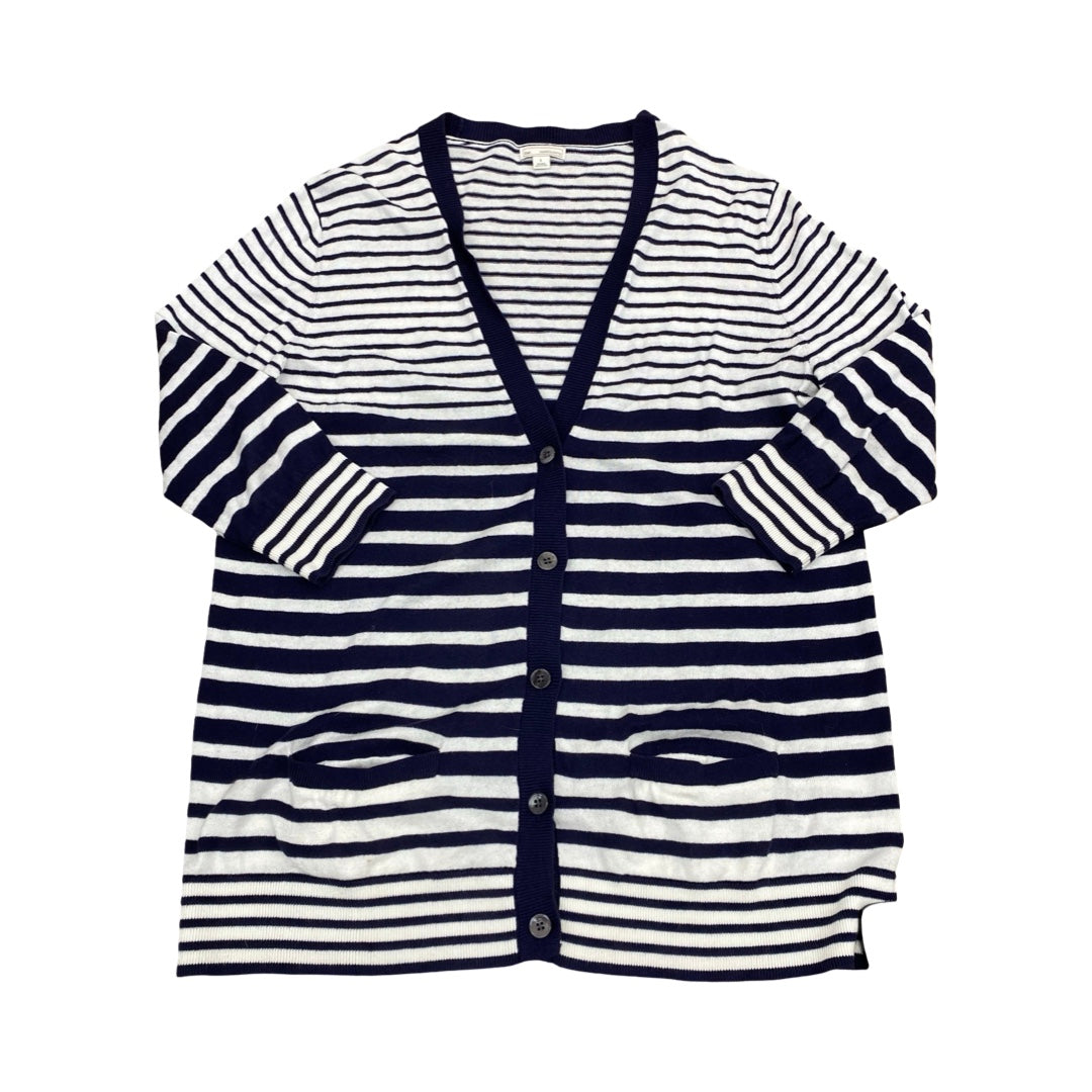 Sweater Cardigan By Gap In Blue & White, Size:L