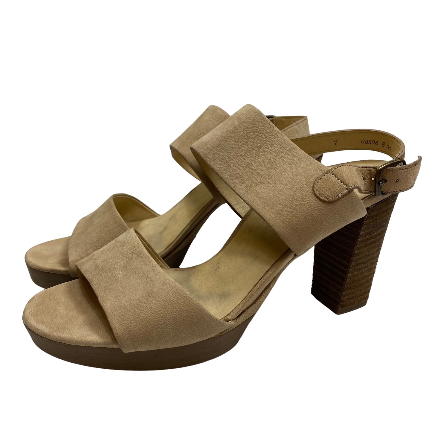 Tan Sandals Heels Block Paul Green, Size 9.5