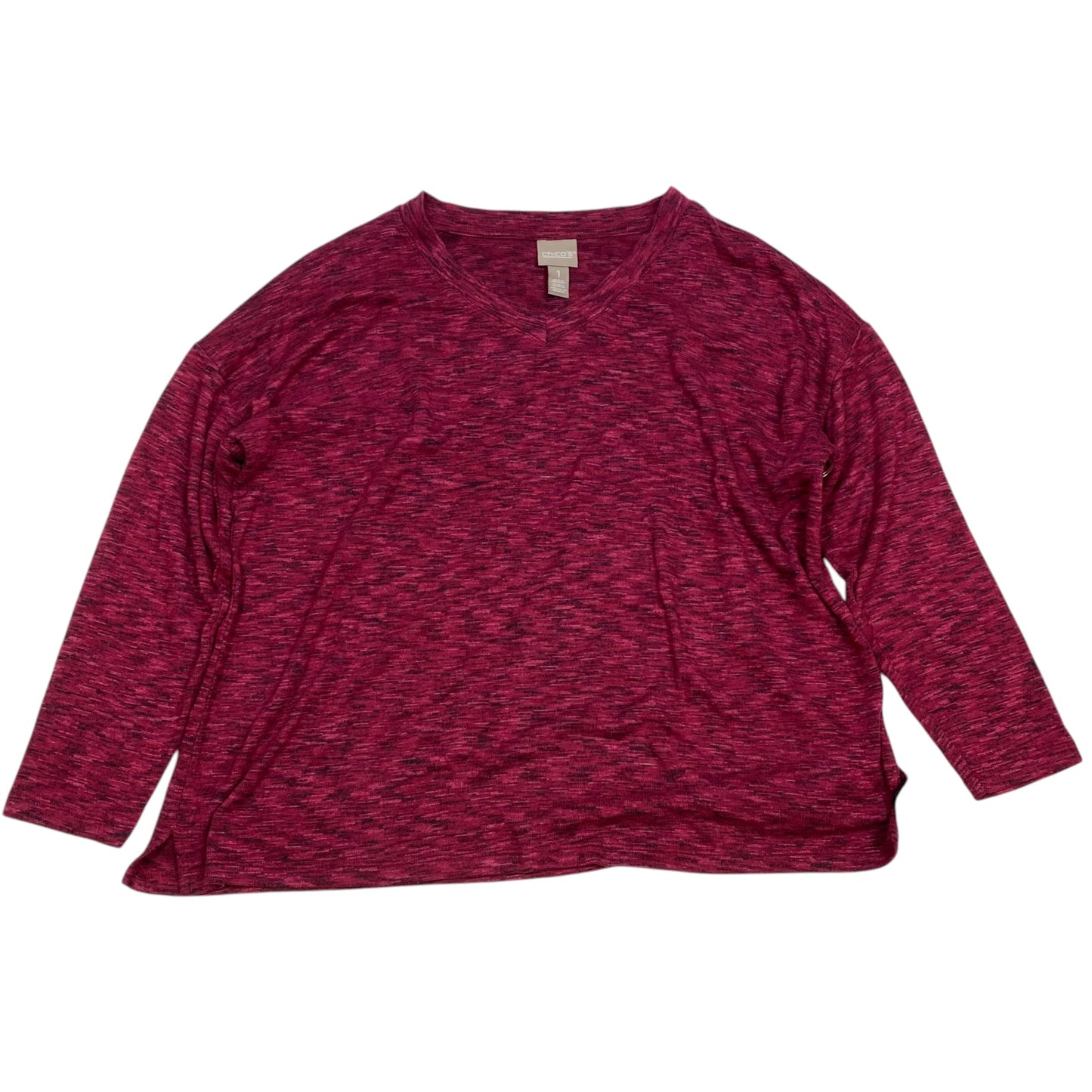 Top Long Sleeve Basic By Chicos In Red, Size: M