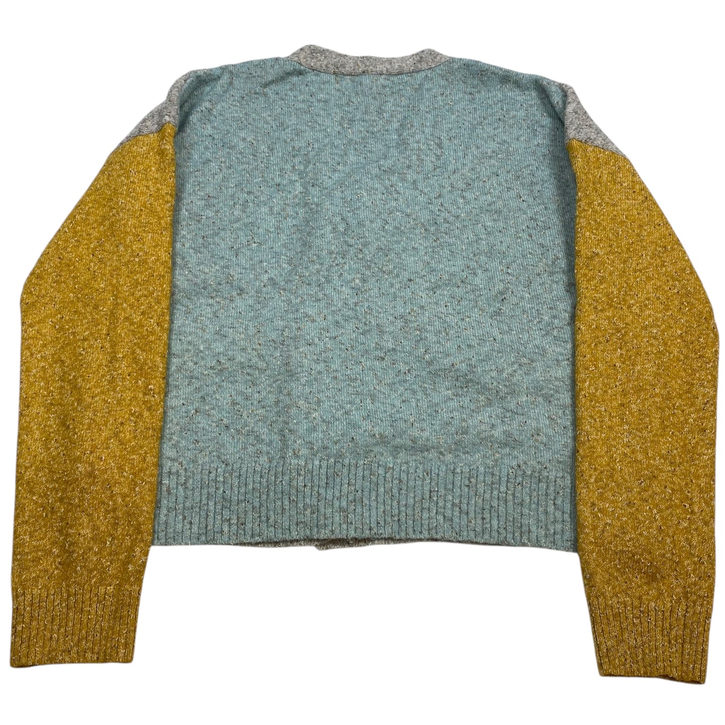 Sweater Cardigan By Hem & Thread In Grey & Yellow, Size: S