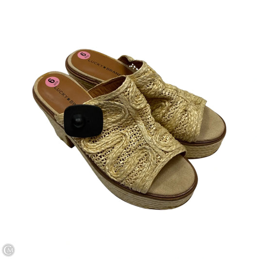 Sandals Heels Wedge By Lucky Brand In Tan, Size: 9