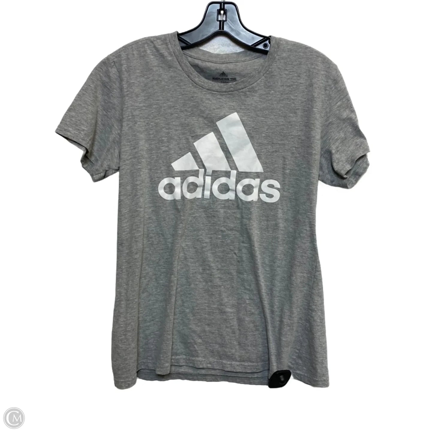 Athletic Top Short Sleeve By Adidas In Grey, Size: M
