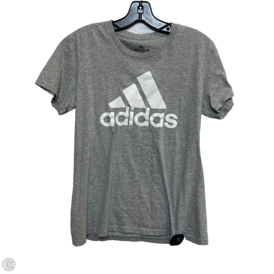Athletic Top Short Sleeve By Adidas In Grey, Size: M