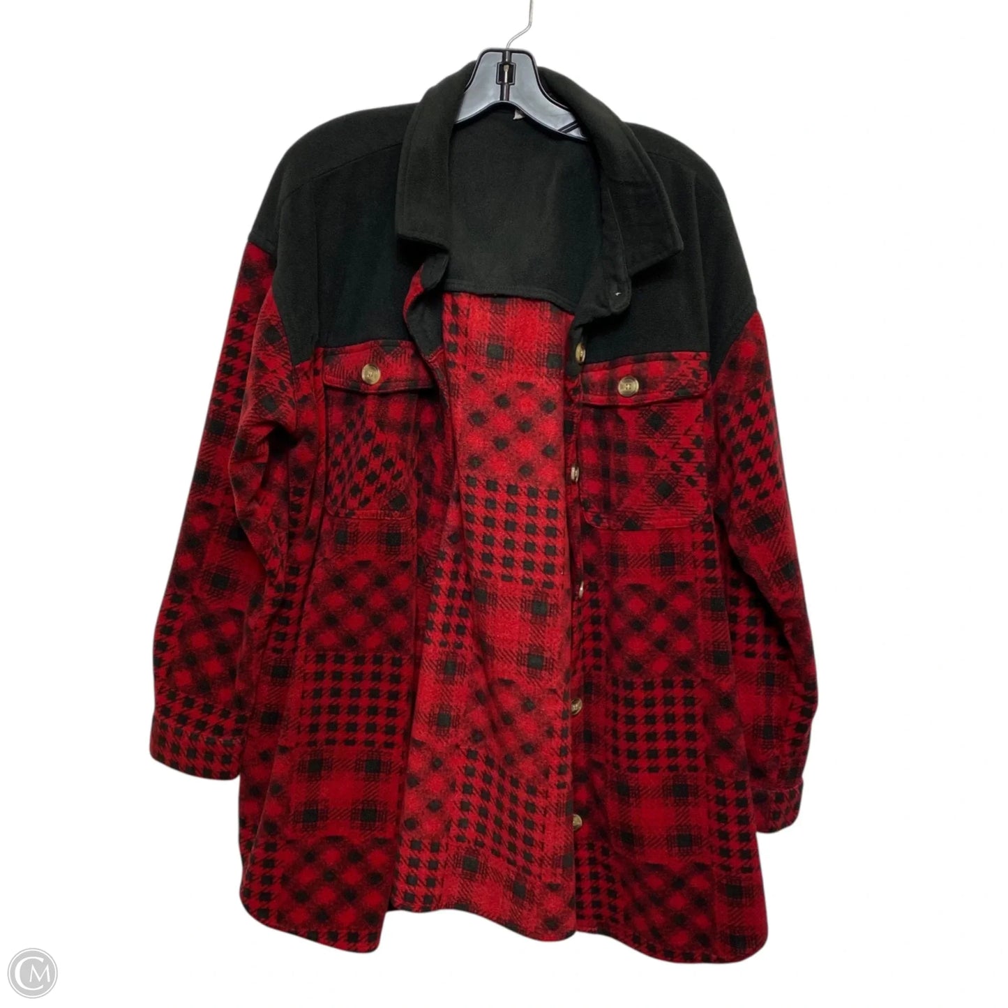 Jacket Fleece By Maurices In Black & Red, Size: Xl