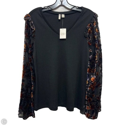 Top Long Sleeve By Cato In Black, Size: M