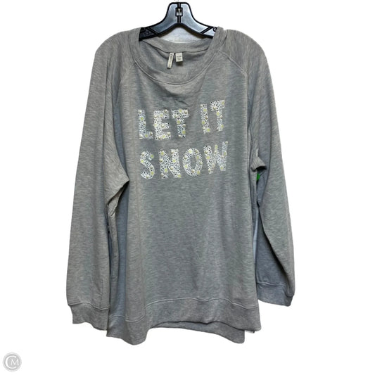 Top Long Sleeve By Cato In Grey, Size: 4x