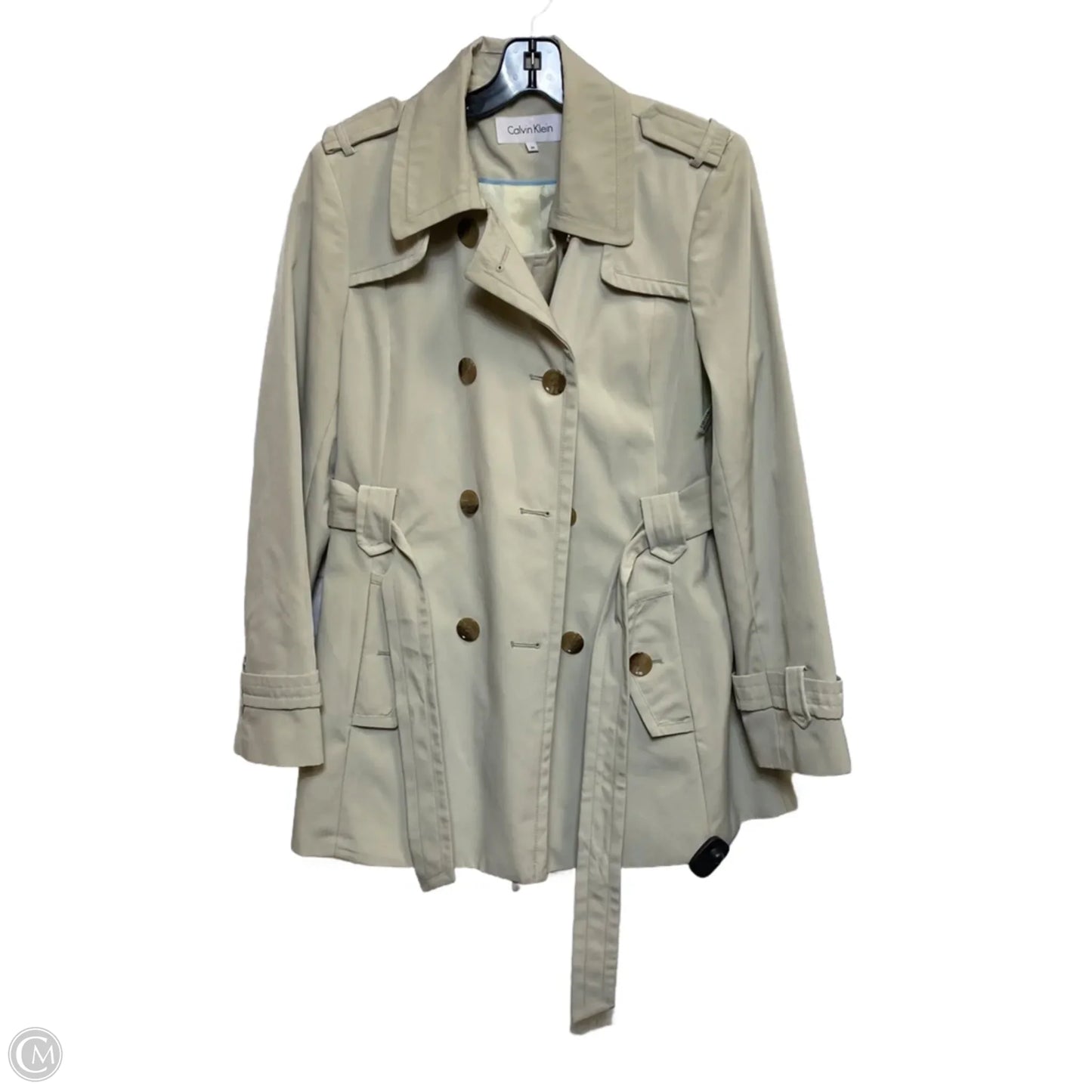 Coat Peacoat By Calvin Klein In Tan, Size: M
