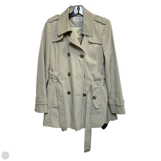 Coat Peacoat By Calvin Klein In Tan, Size: M
