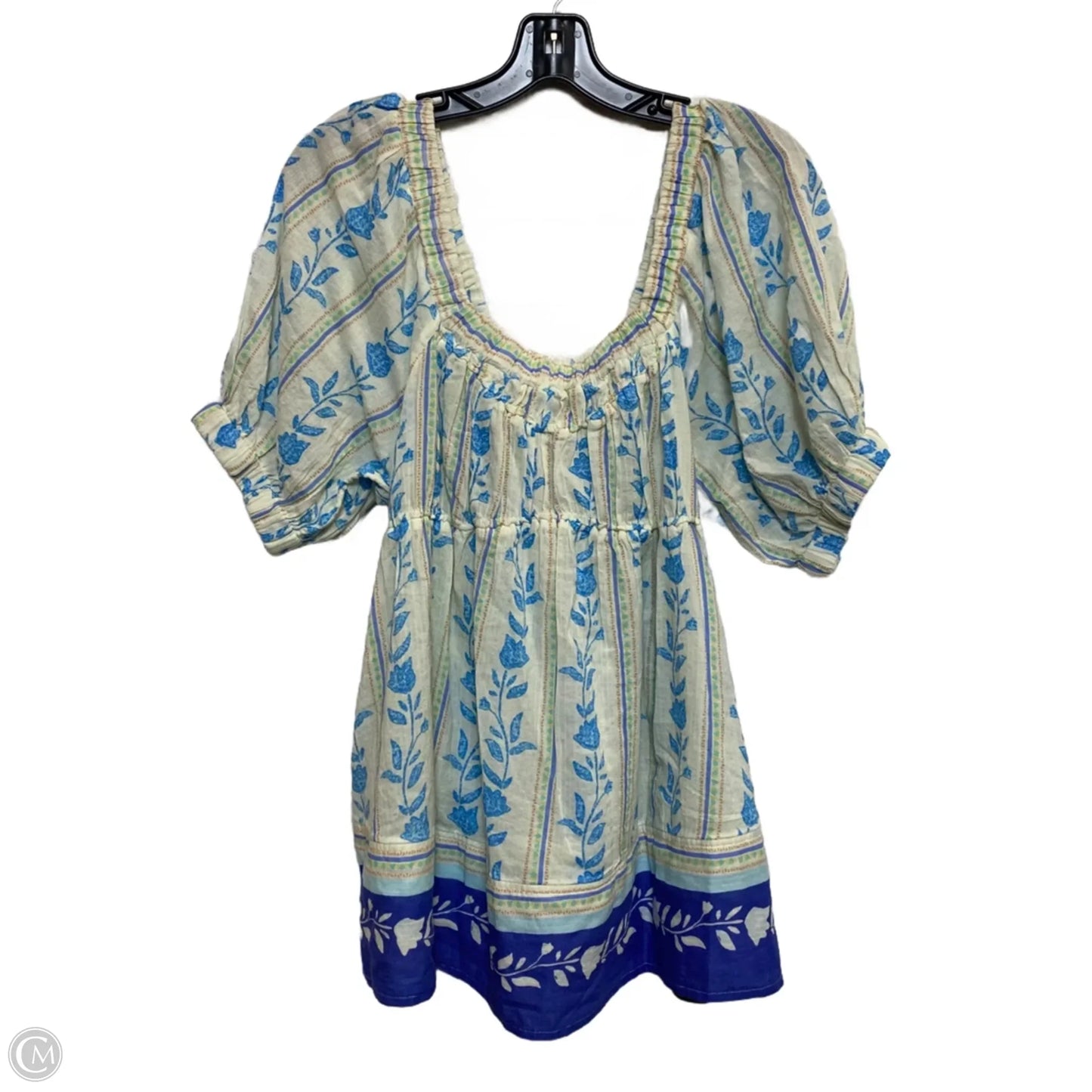 Top Short Sleeve By Free People In Blue & Cream, Size: S
