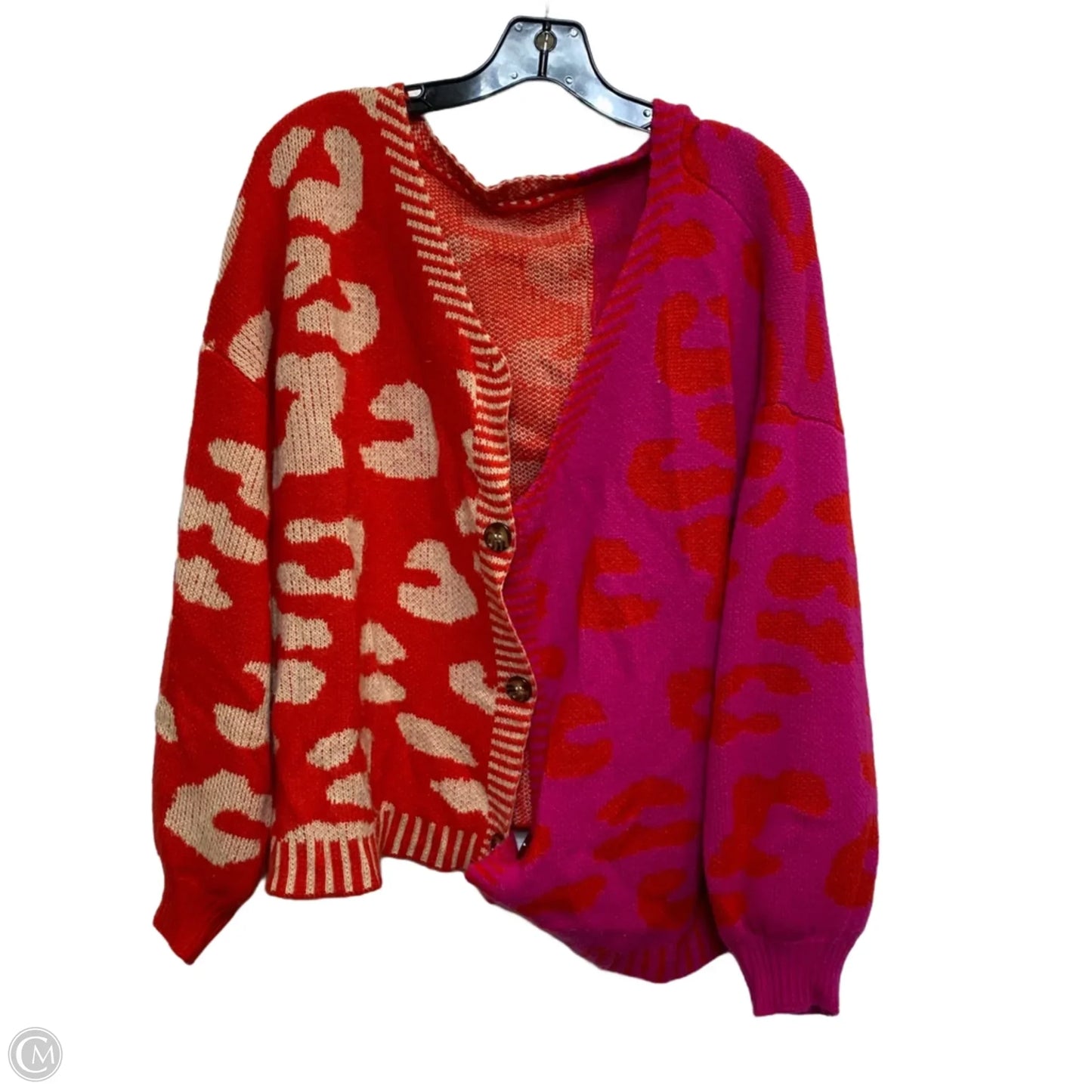Sweater Cardigan By Shein In Pink & Red, Size: 3x