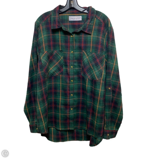 Top Long Sleeve By Savage Art In Green, Size: 3x