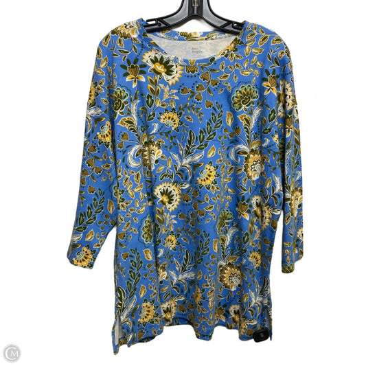 Top 3/4 Sleeve By Kim Rogers In Blue, Size: 1x