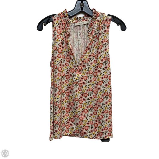 Top Sleeveless By Loft In Floral Print, Size: S