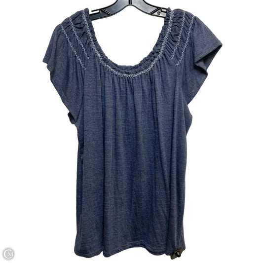 Top Short Sleeve By Max Studio In Blue, Size: 1x