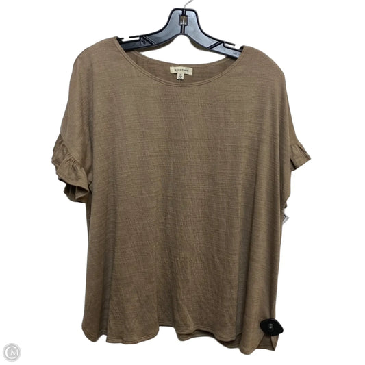 Top Short Sleeve By Max Studio In Brown, Size: 1x