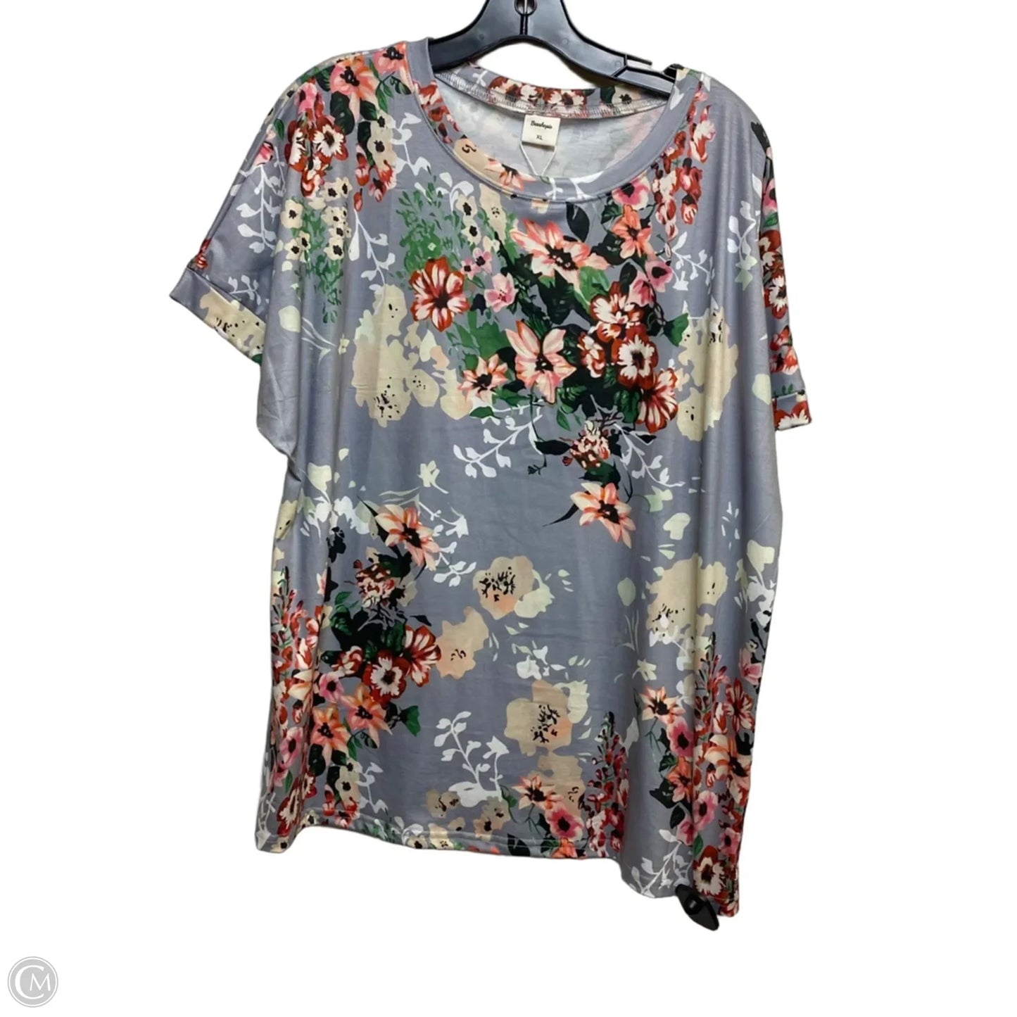 Top Short Sleeve Basic By Besshopie In Grey, Size: Xl