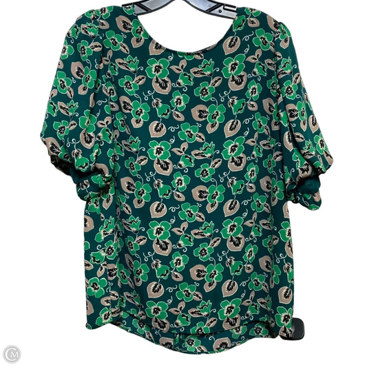 Blouse Short Sleeve By Ann Taylor In Green, Size: M