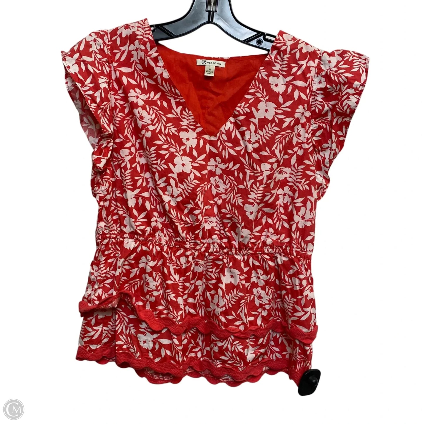 Top Short Sleeve By Versona In Red & White, Size: S