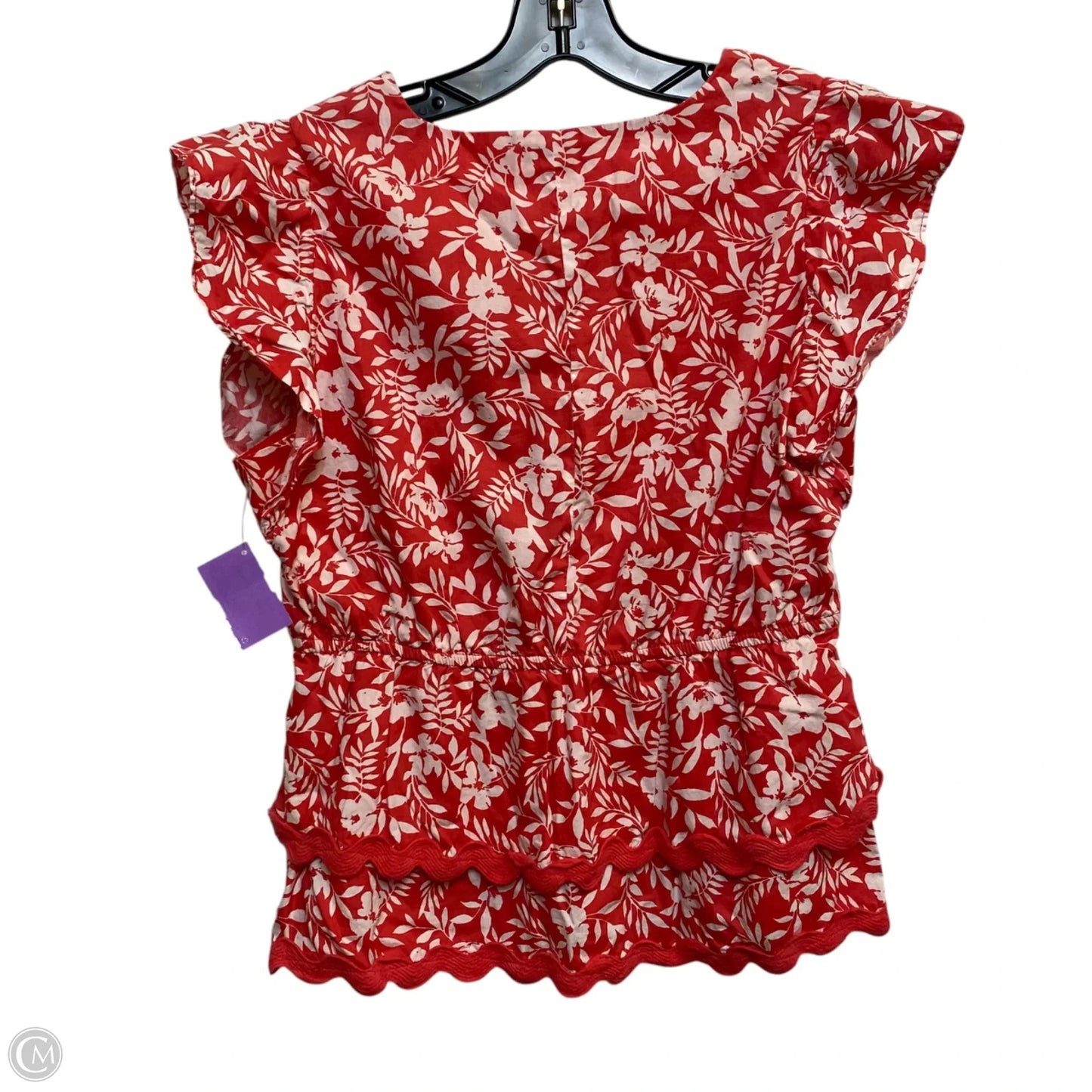Top Short Sleeve By Versona In Red & White, Size: S