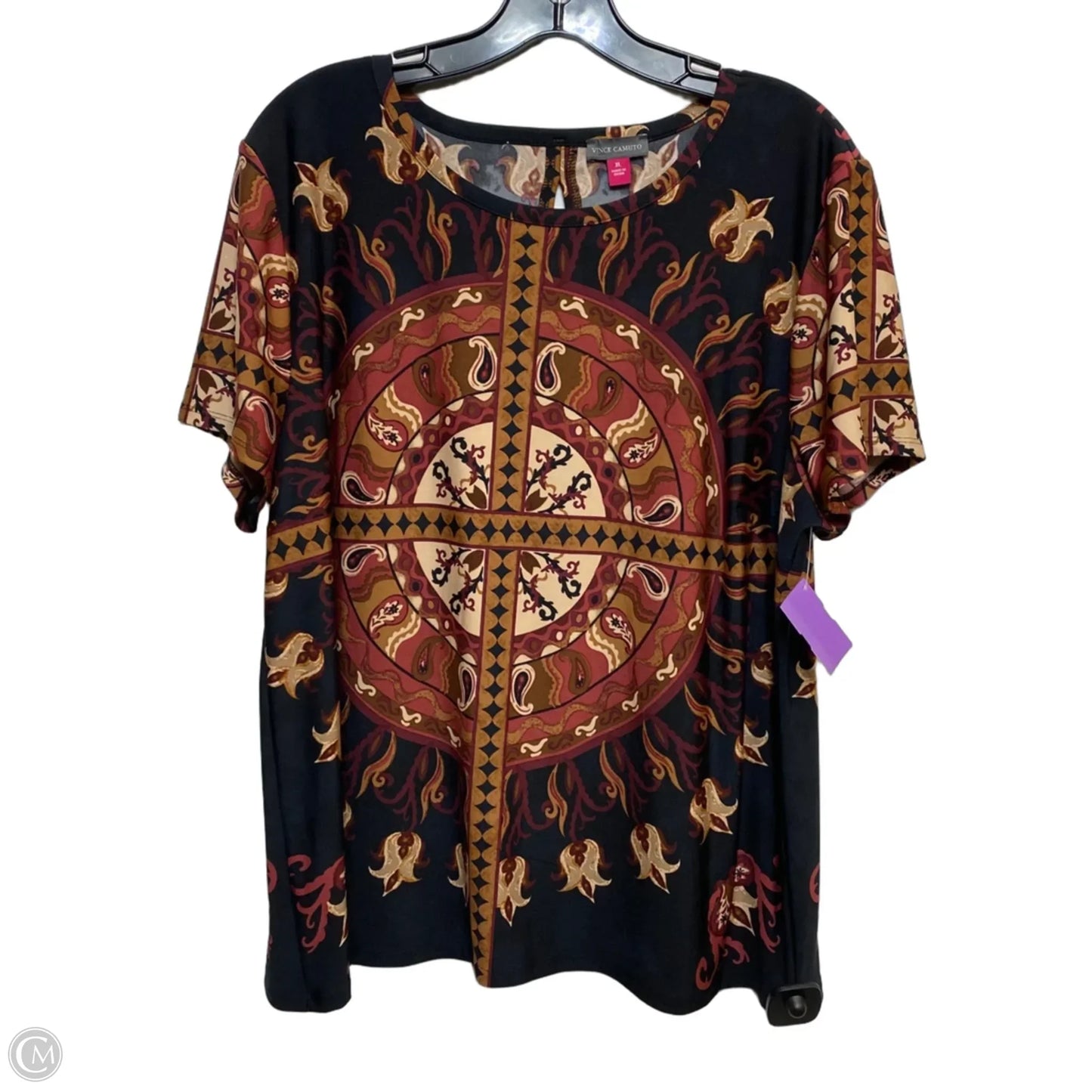 Top Short Sleeve By Vince Camuto In Black & Brown, Size: Xl