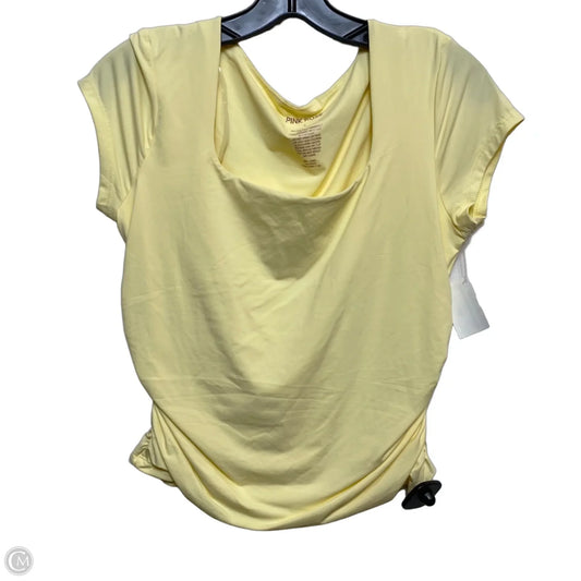Top Short Sleeve By Pink Rose In Yellow, Size: L