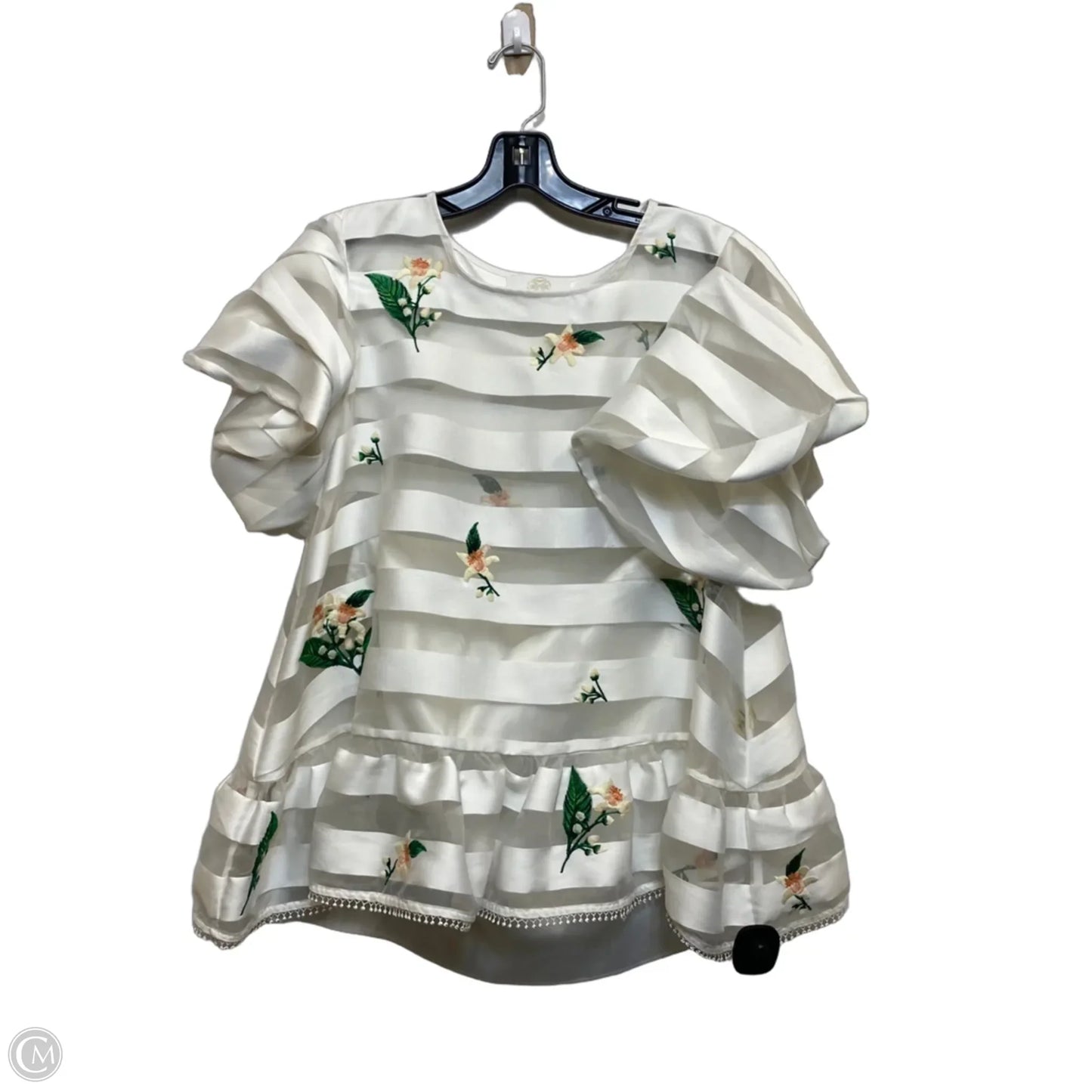 Blouse Short Sleeve By Zayan The Label In White, Size: Xs