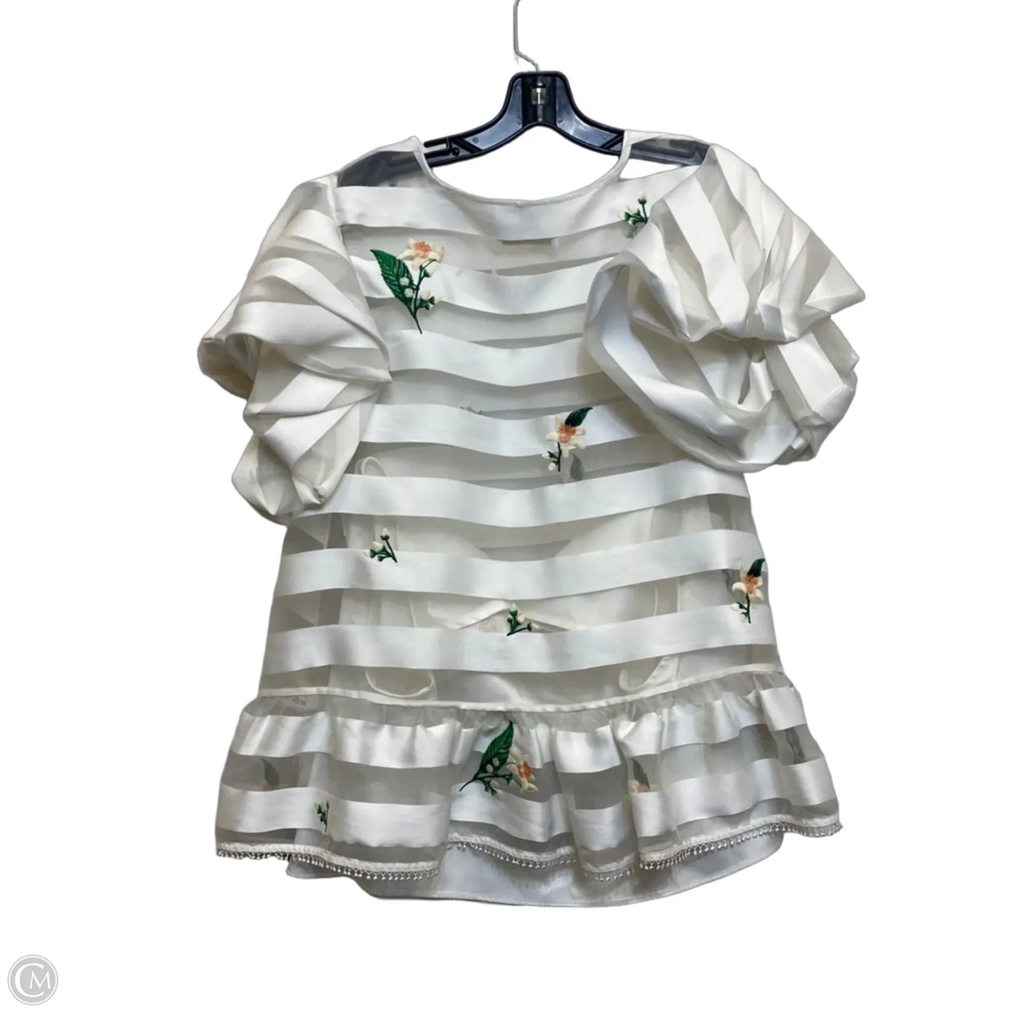 Blouse Short Sleeve By Zayan The Label In White, Size: Xs