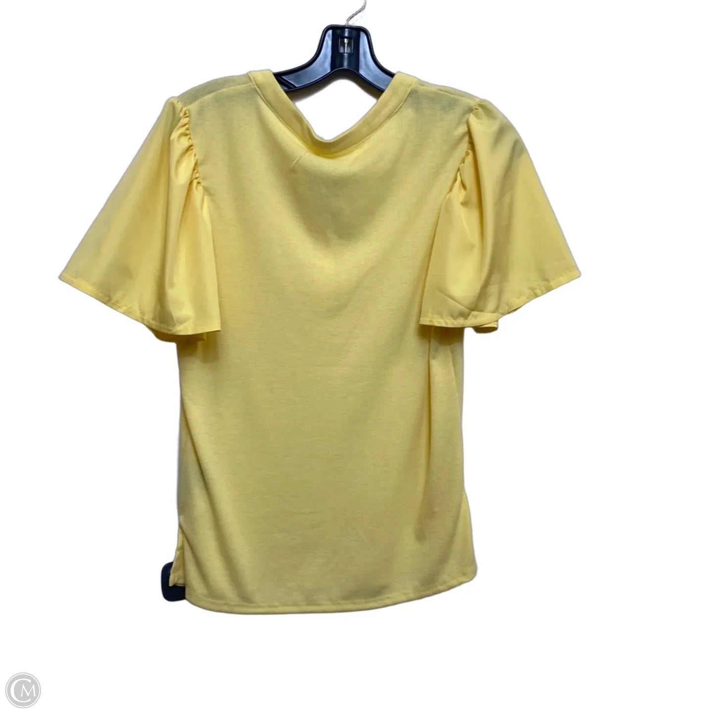 Top Short Sleeve By Mesh + Lace In Yellow, Size: S