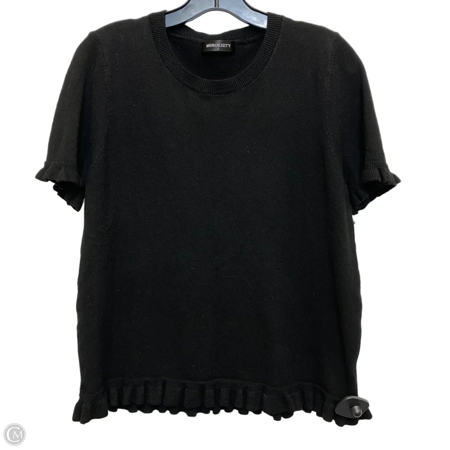 Top Short Sleeve By Merokeety In Black, Size: L