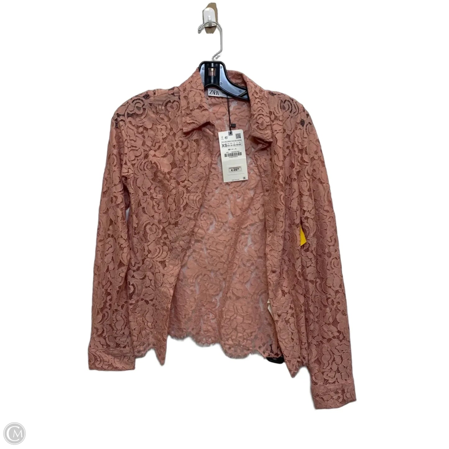 Top Long Sleeve By Zara In Pink, Size: Xs