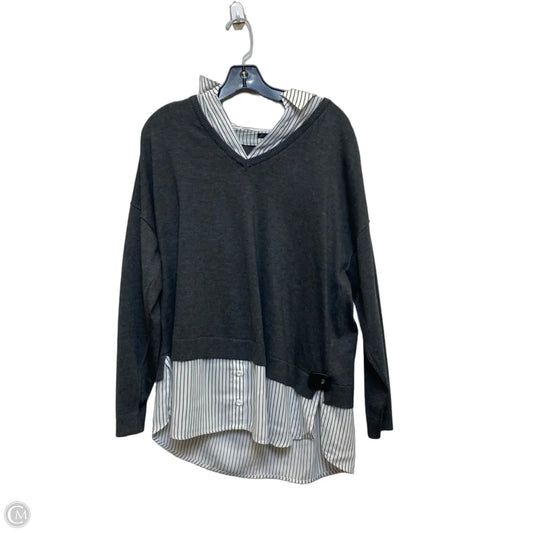 Top Long Sleeve By Adrianna Papell In Grey, Size: Xl