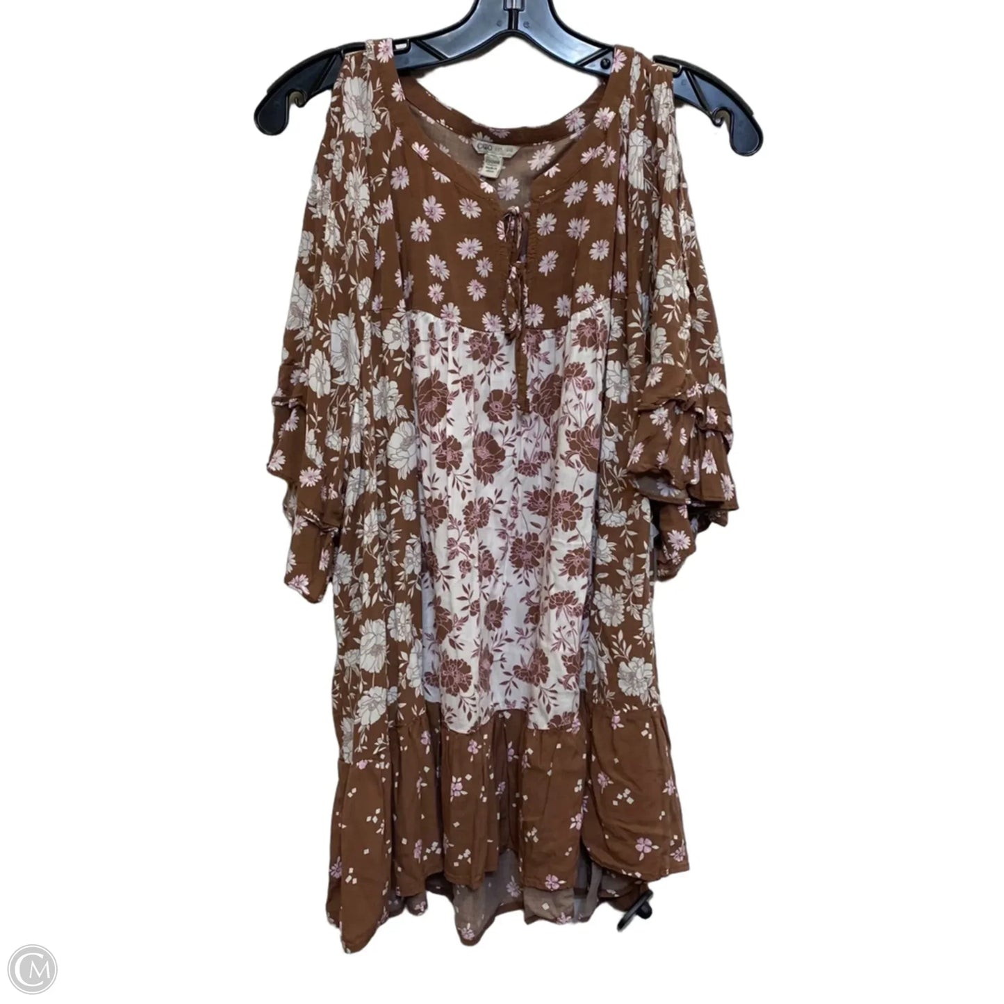 Top Short Sleeve By Cato In Brown & Pink, Size: 3x