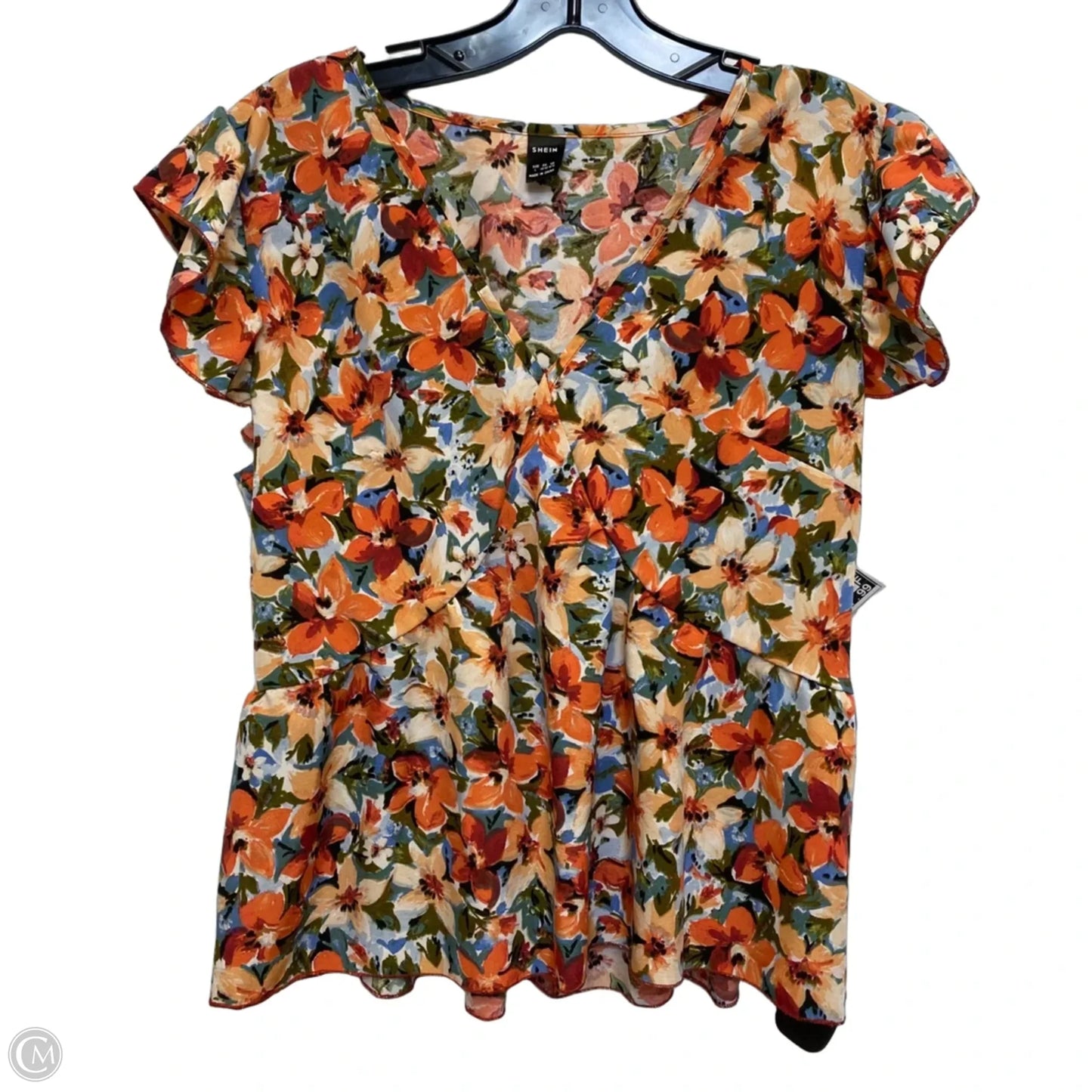 Top Sleeveless By Shein In Green & Orange, Size: L