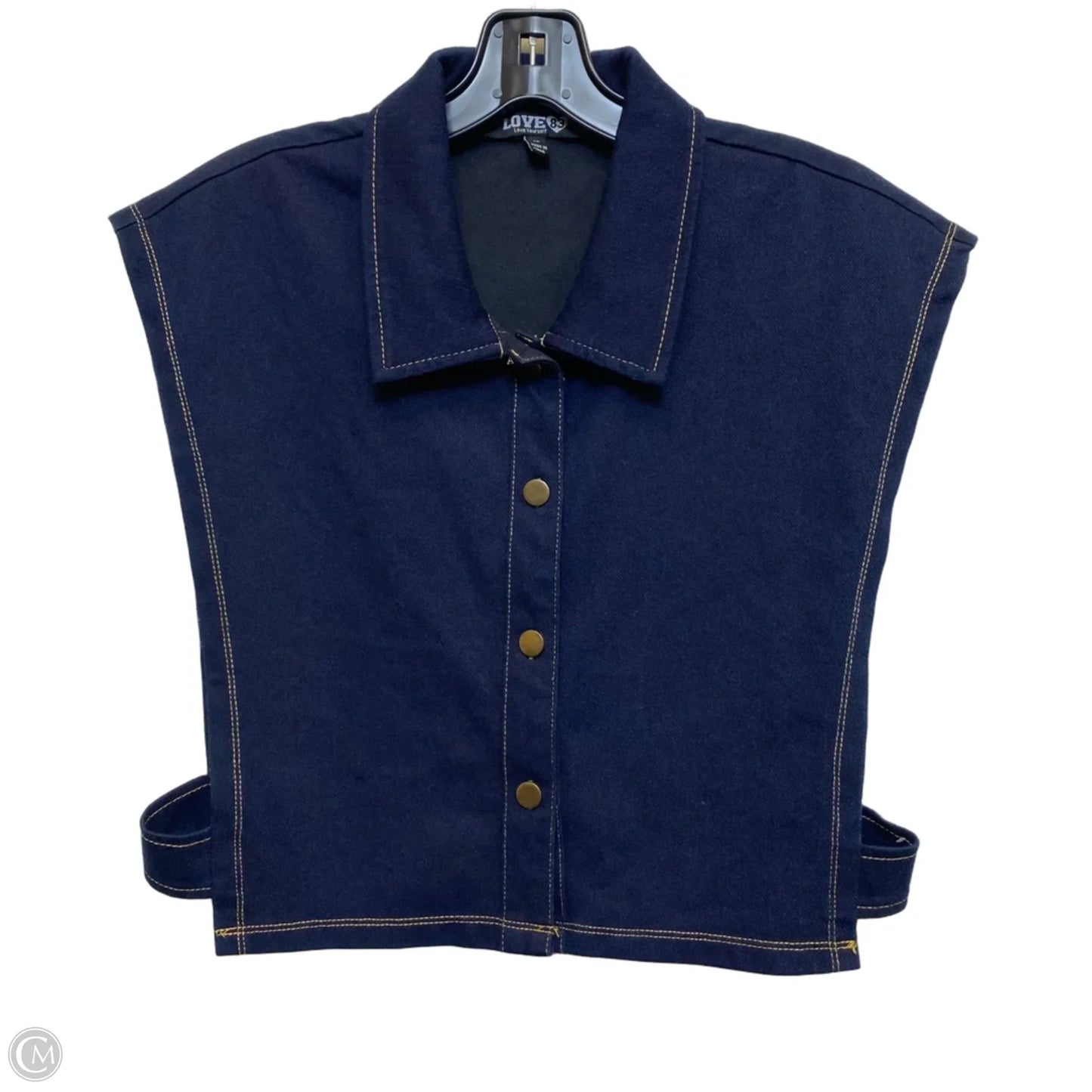 Top Sleeveless By LOVE 83 In Blue Denim, Size: Osfm