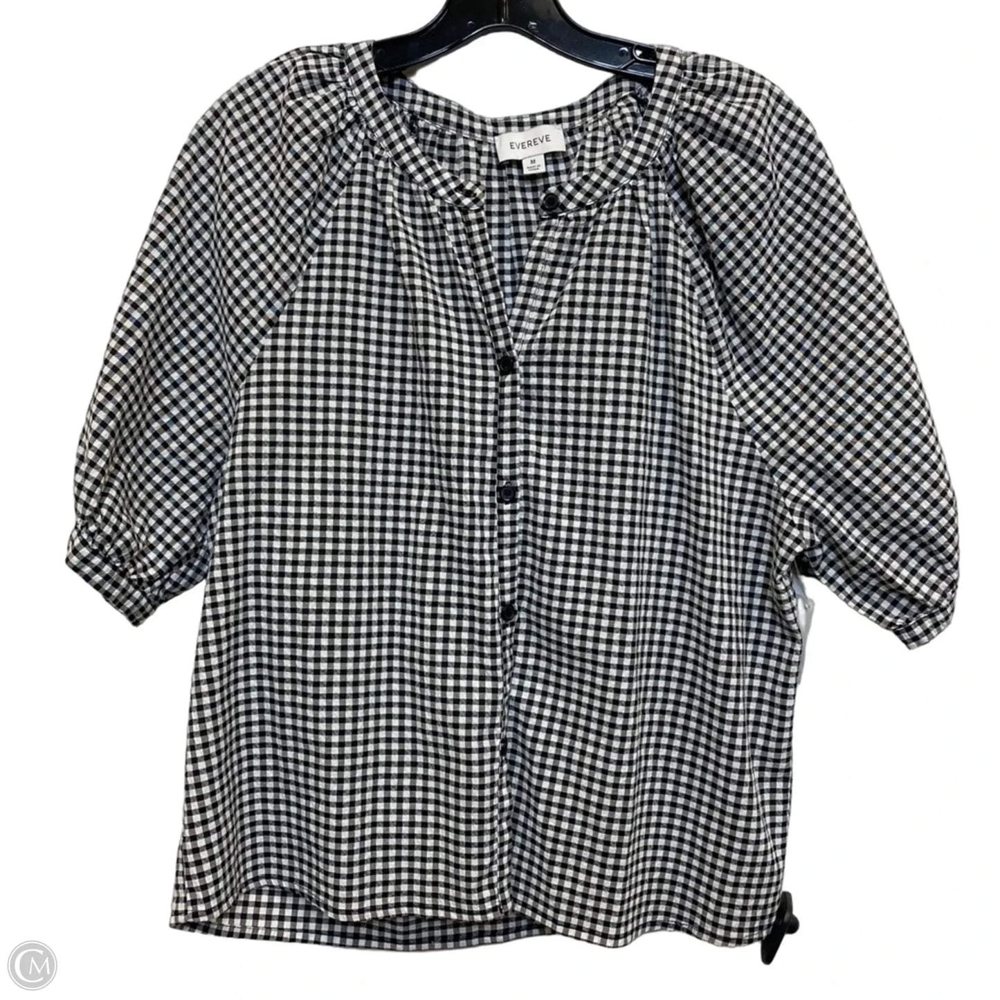 Top Short Sleeve By Evereve In Black & White, Size: M